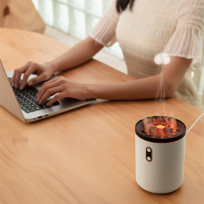 Volcanic Flame Aroma Essential Oil Diffuser | USB Portable with mist and LED light for aromatherapy.