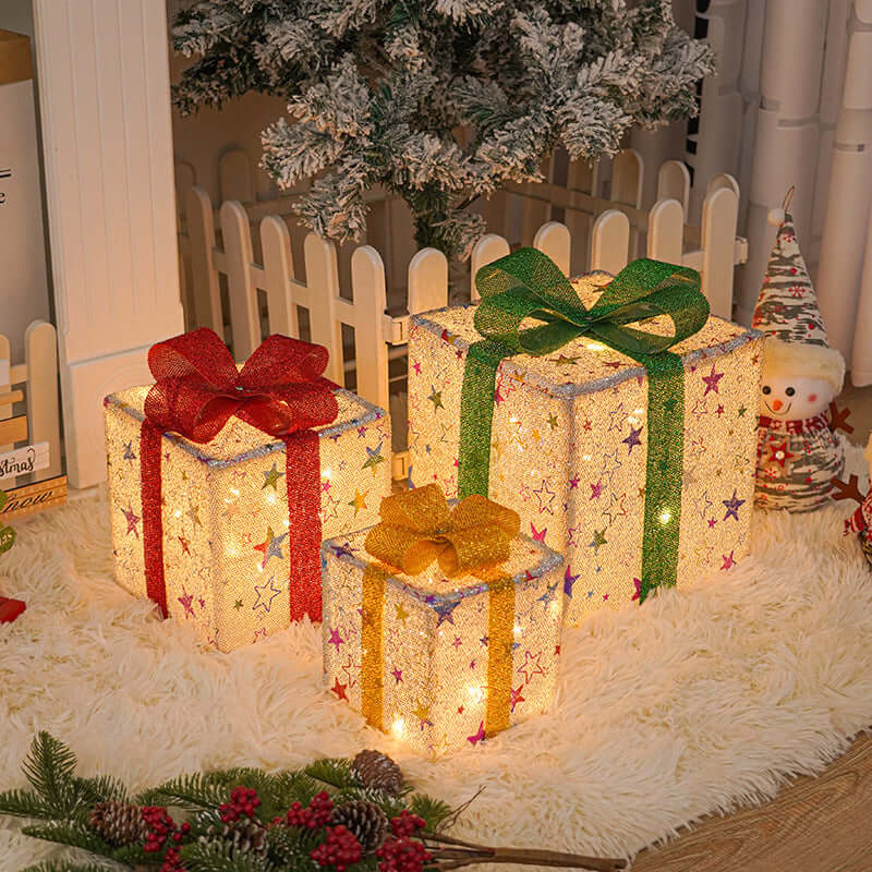 Outdoor Christmas Tree Luminous Gift Boxes