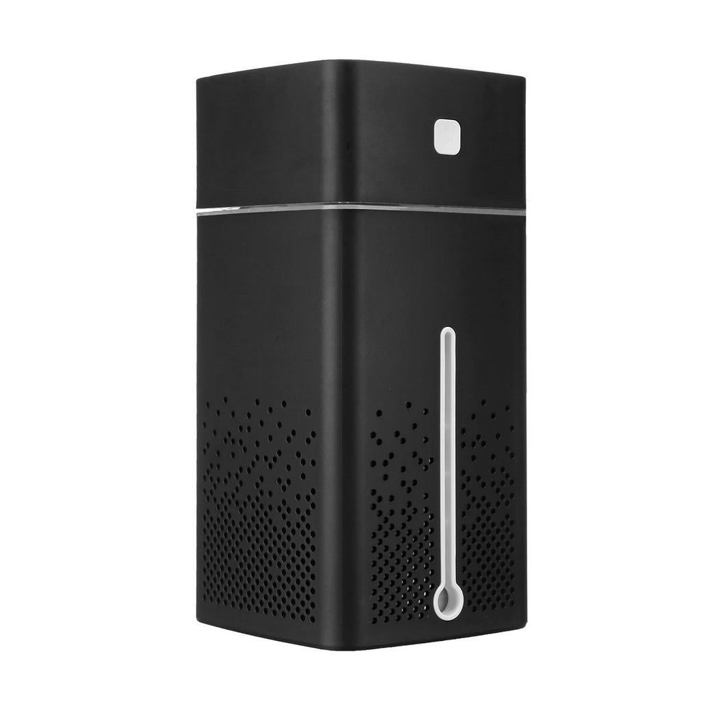 Home Air Purifier Humidifier in sleek black design with modern features and adjustable mist output.