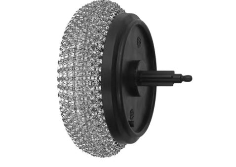 USB Rechargeable Automatic Kitchen Cleaning Brush in use for cleaning a stainless steel bowl with soapy water.