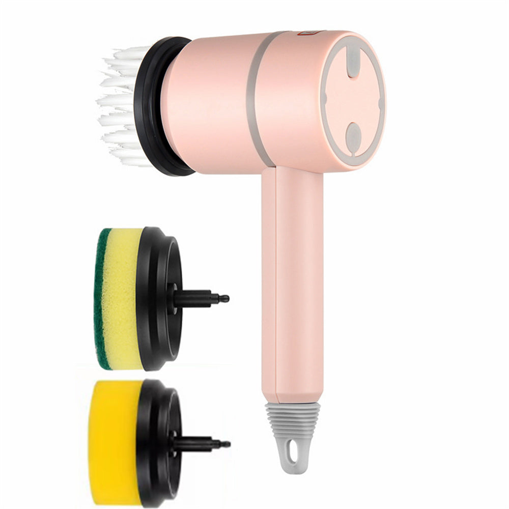 USB Rechargeable Automatic Kitchen Cleaning Brush in use for cleaning a stainless steel bowl with soapy water.