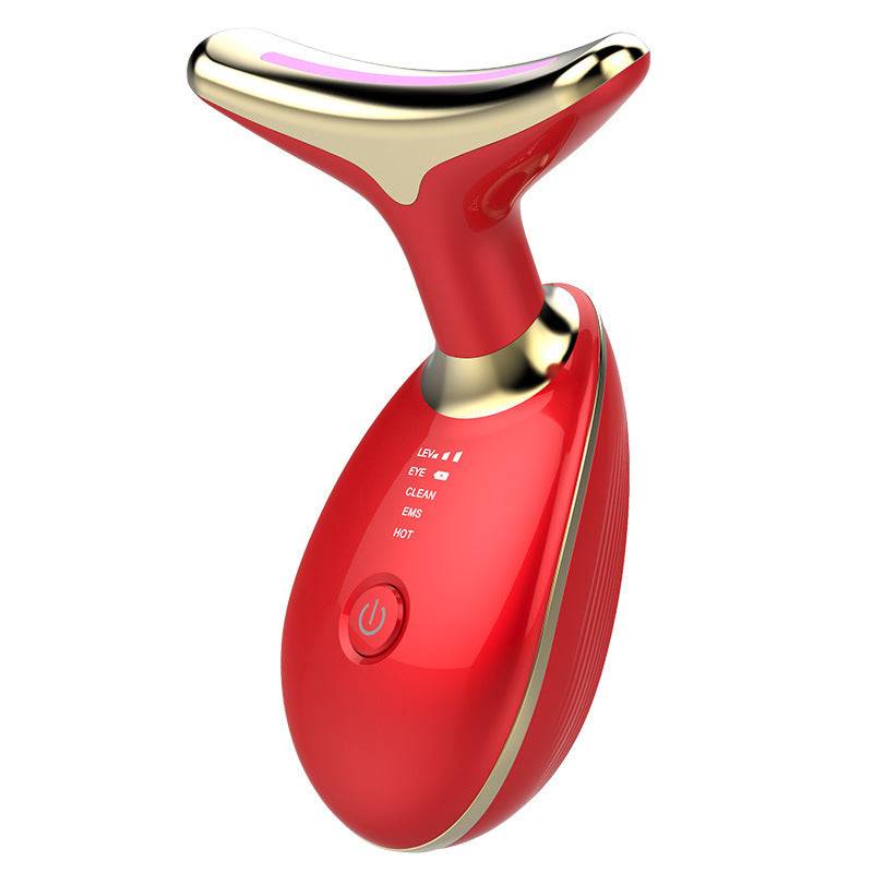 Thermal EMS Neck Lifting Wrinkle Massager showcasing LED Photon Therapy for wrinkle removal and skin tightening.