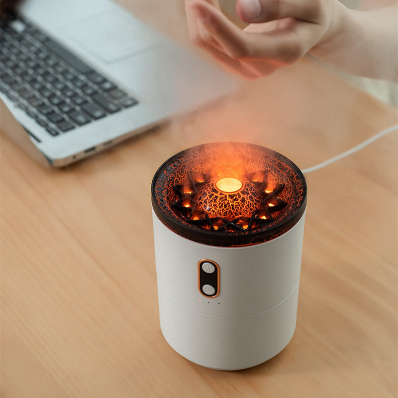 Volcanic Flame Aroma Essential Oil Diffuser | USB Portable with mist and LED light for aromatherapy.