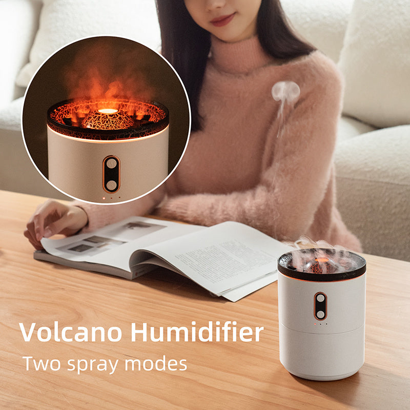 Volcanic Flame Aroma Essential Oil Diffuser | USB Portable with mist and LED light for aromatherapy.