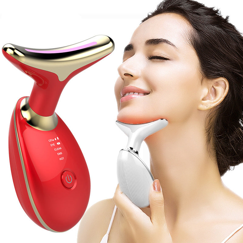 Thermal EMS Neck Lifting Wrinkle Massager showcasing LED Photon Therapy for wrinkle removal and skin tightening.